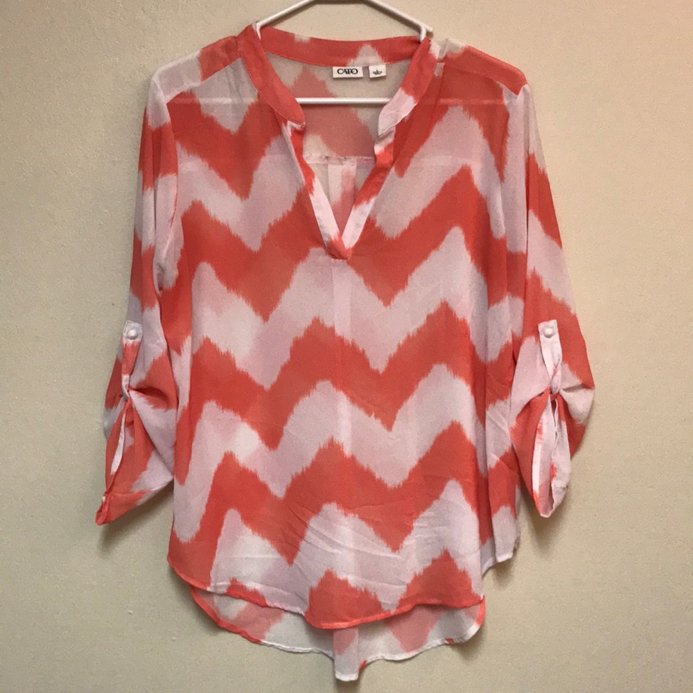 Coral chevron sheer tunic
